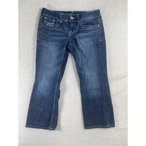 Madison Crop Jeans Womens Sz 5/6 Denim Stretch Low rise Medium Wash Thick Stitch